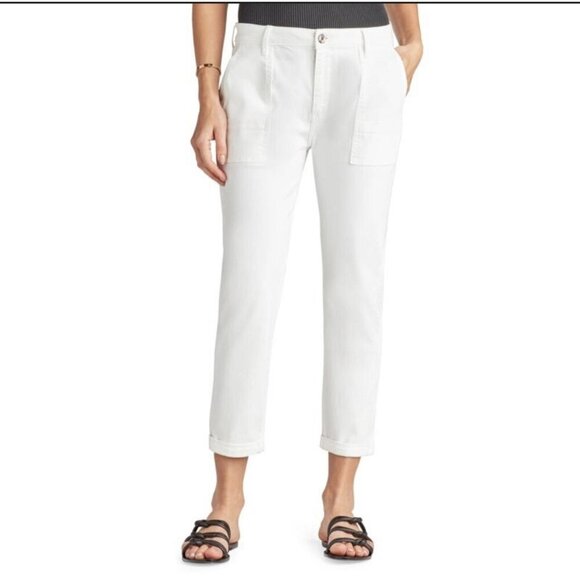 Sam Edelman The Cargo Utility Ankle Pant~Size 0/25~White Stylish Classic NEW - Picture 1 of 9
